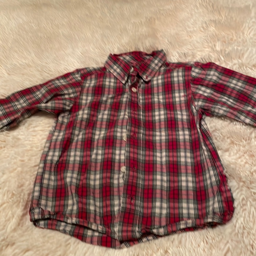 Oshkosh plaid cotton button down shirt size 3T